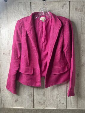 Appleseeds Women Pink Textured Blazer Size 6 Fully Lined Spring Dressy Career